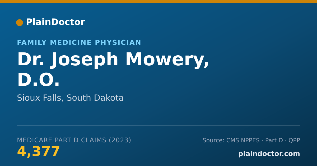 Shareable card for Joseph Mowery, D.O. - Family Medicine Physician, Sioux Falls, SD