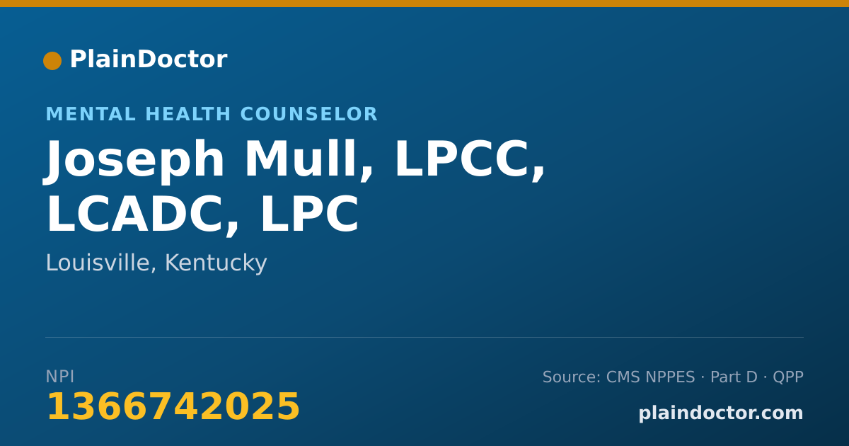 Shareable card for Joseph Mull, LPCC, LCADC, LPC - Addiction (Substance Use Disorder) Counselor, Louisville, KY