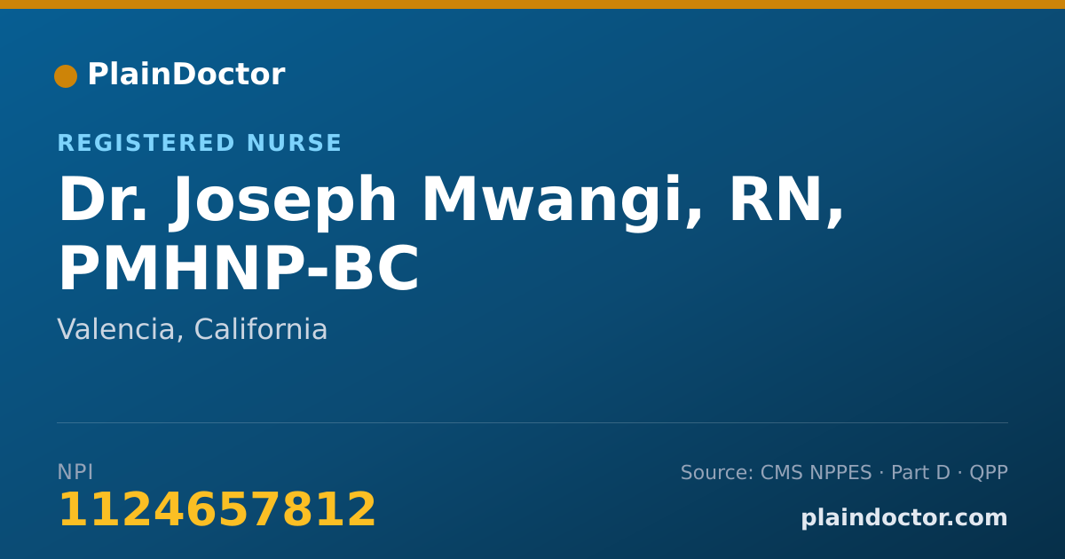 Shareable card for Joseph Mwangi, RN, PMHNP-BC - Registered Nurse, Valencia, CA