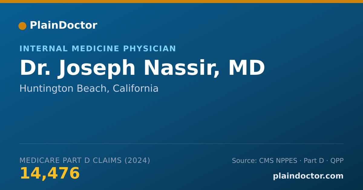 Shareable card for Joseph Nassir, MD - Internal Medicine Physician, Huntington Beach, CA