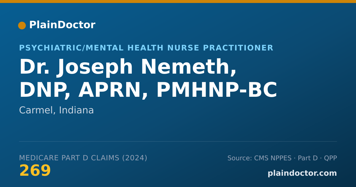 Shareable card for Joseph Nemeth, DNP, APRN, PMHNP-BC - Psychiatric/Mental Health Nurse Practitioner, Carmel, IN