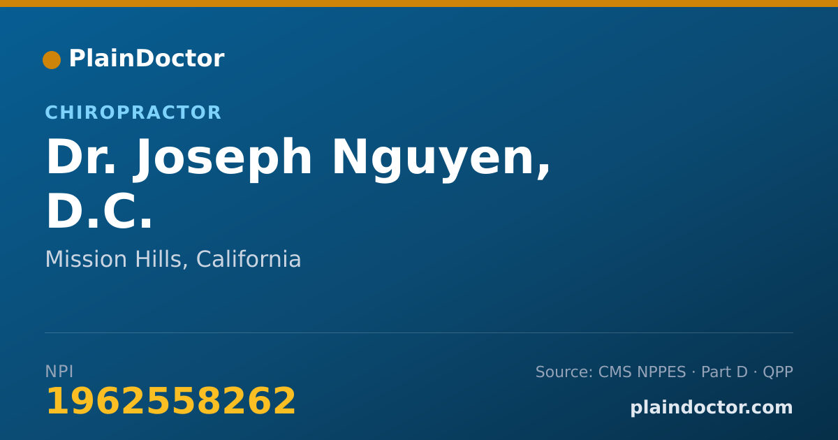Shareable card for Joseph Nguyen, D.C. - Chiropractor, Mission Hills, CA