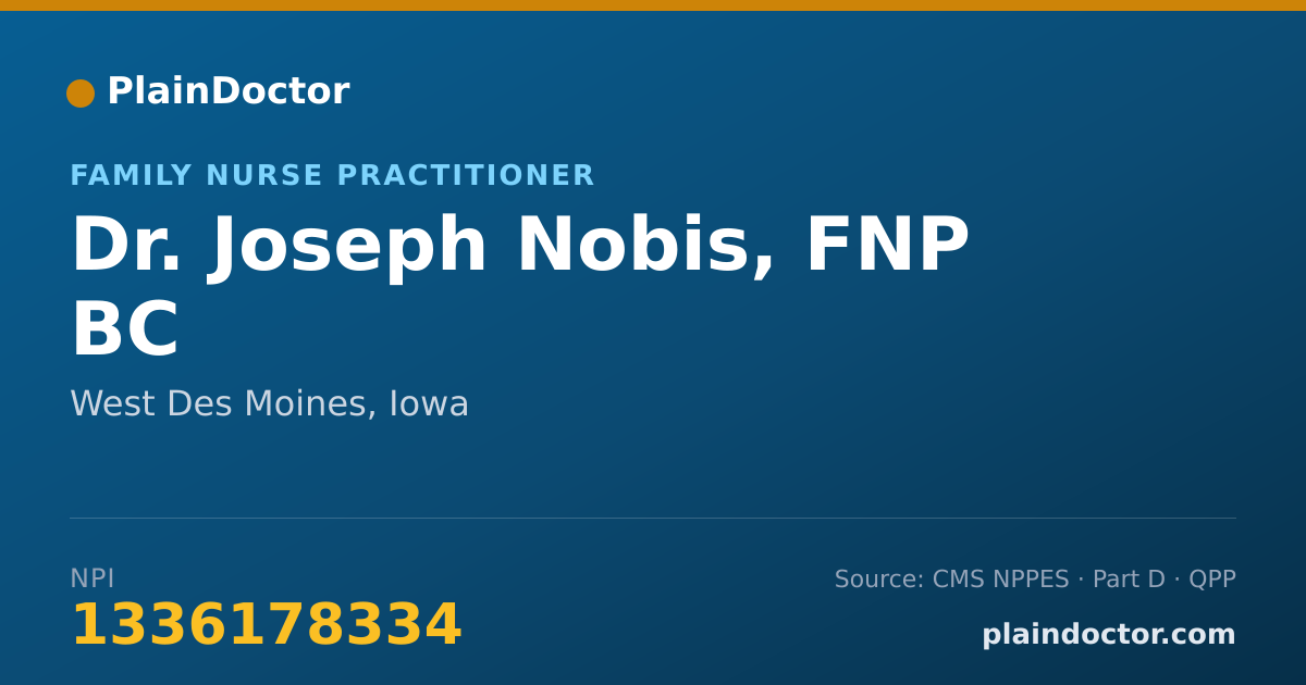 Shareable card for Joseph Nobis, FNP BC - Family Nurse Practitioner, West Des Moines, IA