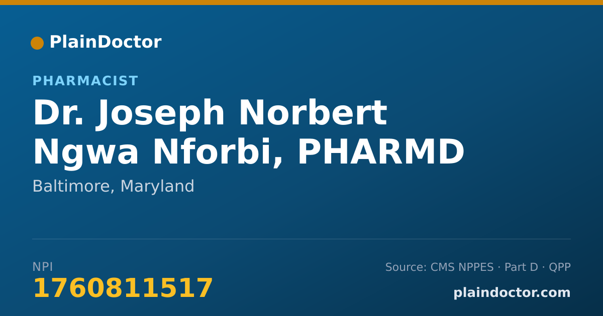 Shareable card for Joseph Norbert Ngwa Nforbi, PHARMD - Pharmacist, Baltimore, MD