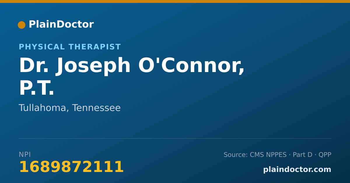Shareable card for Joseph O'Connor, P.T. - Physical Therapist, Tullahoma, TN