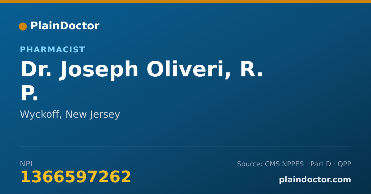 Shareable card for Joseph Oliveri, R. P. - Pharmacist, Wyckoff, NJ
