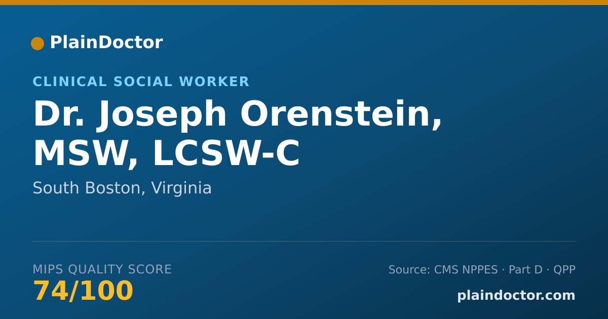 Shareable card for Joseph Orenstein, MSW, LCSW-C - Clinical Social Worker, South Boston, VA