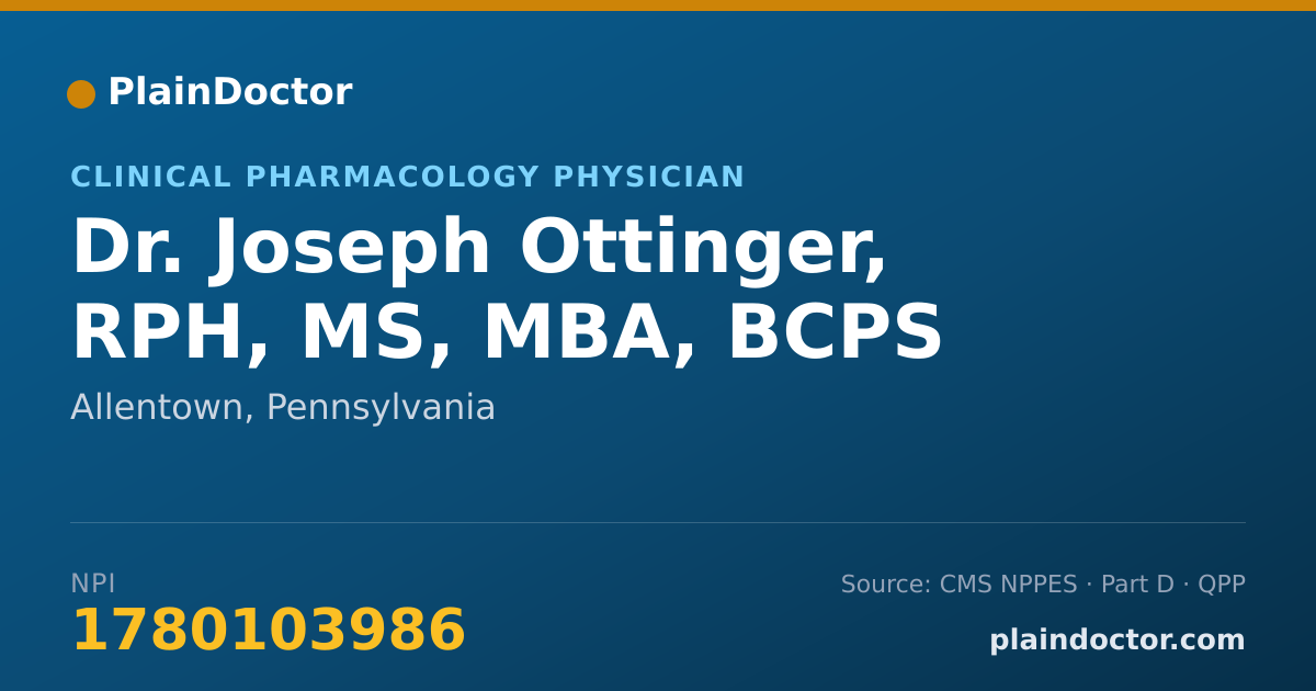 Shareable card for Joseph Ottinger, RPH, MS, MBA, BCPS - Clinical Pharmacology Physician, Allentown, PA