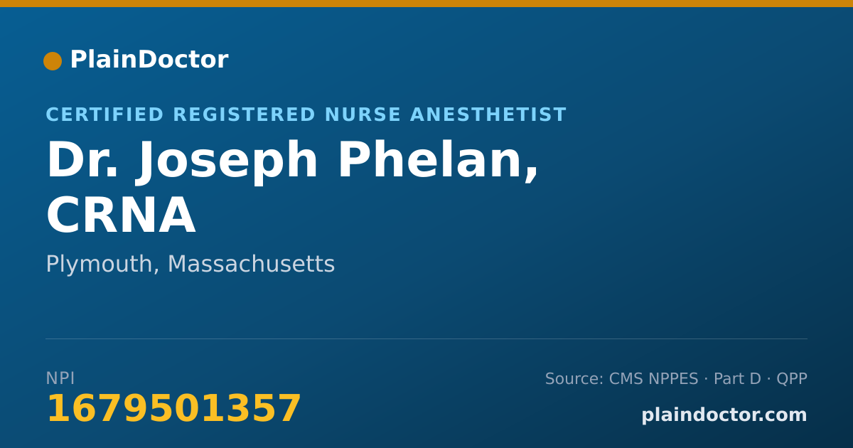 Shareable card for Joseph Phelan, CRNA - Certified Registered Nurse Anesthetist, Plymouth, MA