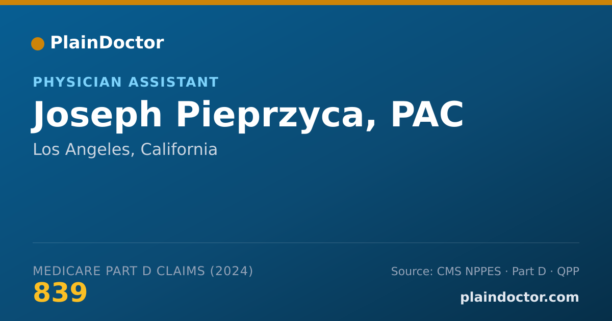Shareable card for Joseph Pieprzyca, PAC - Physician Assistant, Los Angeles, CA
