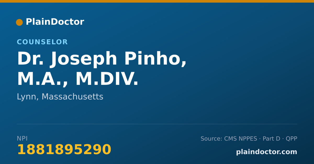 Shareable card for Joseph Pinho, M.A., M.DIV. - Counselor, Lynn, MA