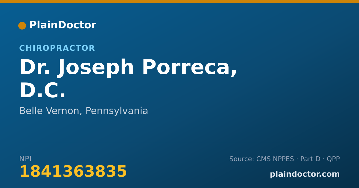 Shareable card for Joseph Porreca, D.C. - Chiropractor, Belle Vernon, PA