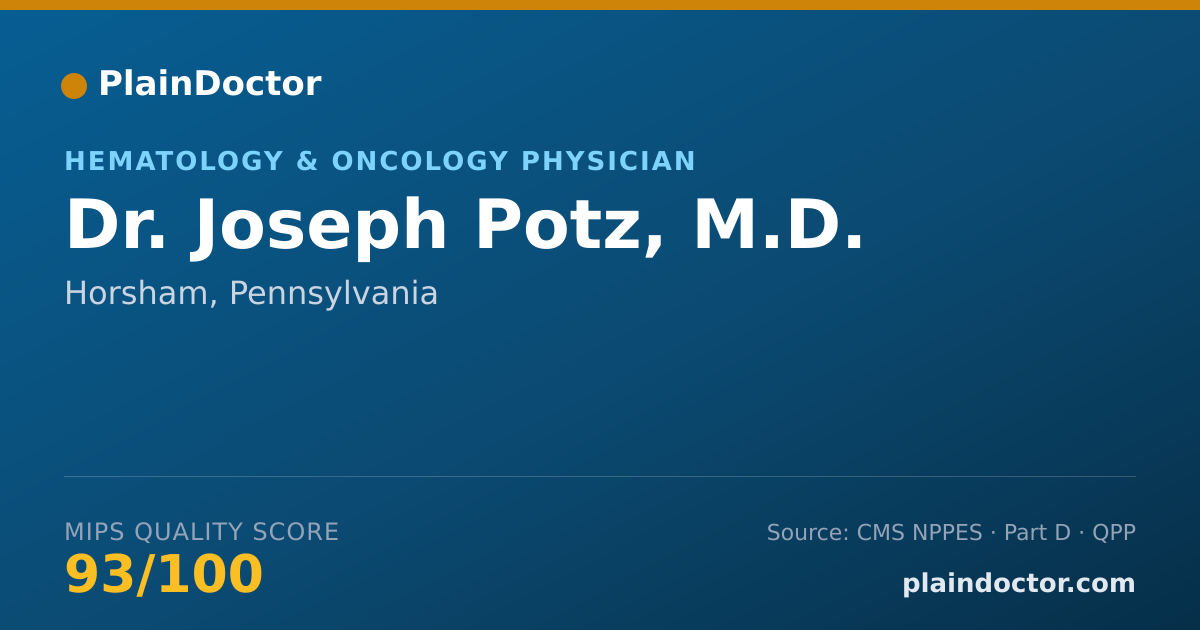 Shareable card for Joseph Potz, M.D. - Hematology & Oncology Physician, Horsham, PA