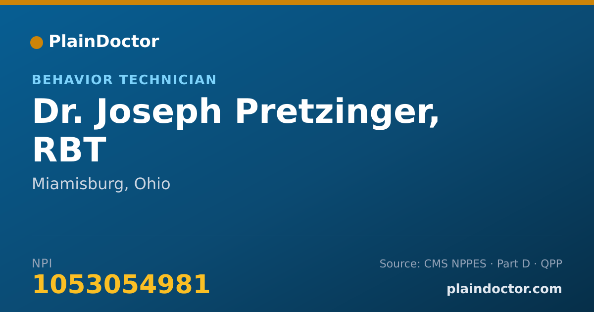 Shareable card for Joseph Pretzinger, RBT - Behavior Technician, Miamisburg, OH