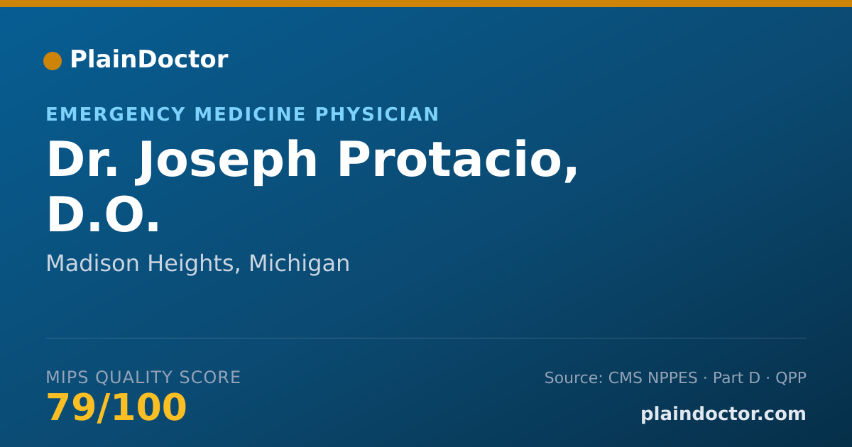 Shareable card for Joseph Protacio, D.O. - Emergency Medicine Physician, Madison Heights, MI