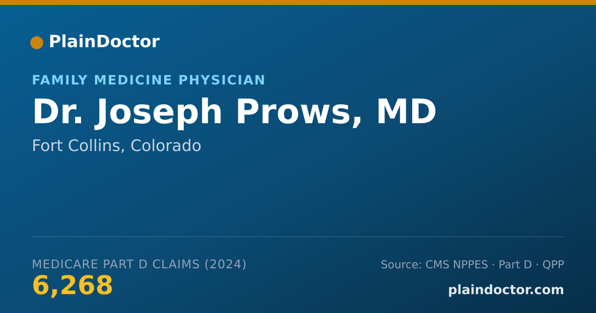 Shareable card for Joseph Prows, MD - Family Medicine Physician, Fort Collins, CO