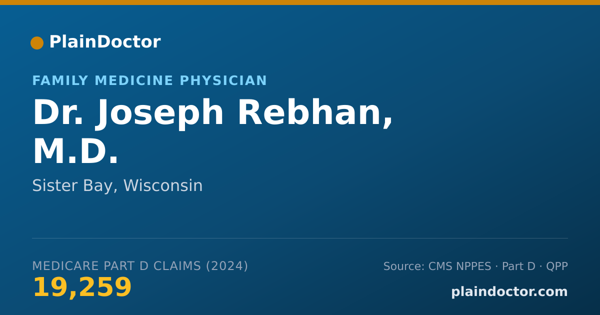 Shareable card for Joseph Rebhan, M.D. - Family Medicine Physician, Sister Bay, WI