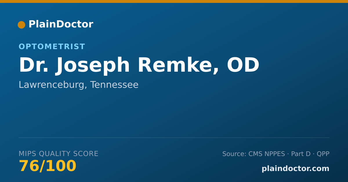 Shareable card for Joseph Remke, OD - Optometrist, Lawrenceburg, TN