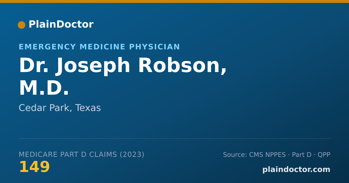 Shareable card for Joseph Robson, M.D. - Emergency Medicine Physician, Cedar Park, TX