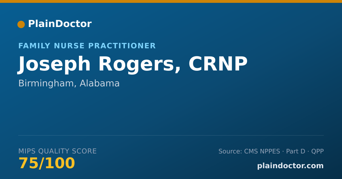 Shareable card for Joseph Rogers, CRNP - Family Nurse Practitioner, Birmingham, AL