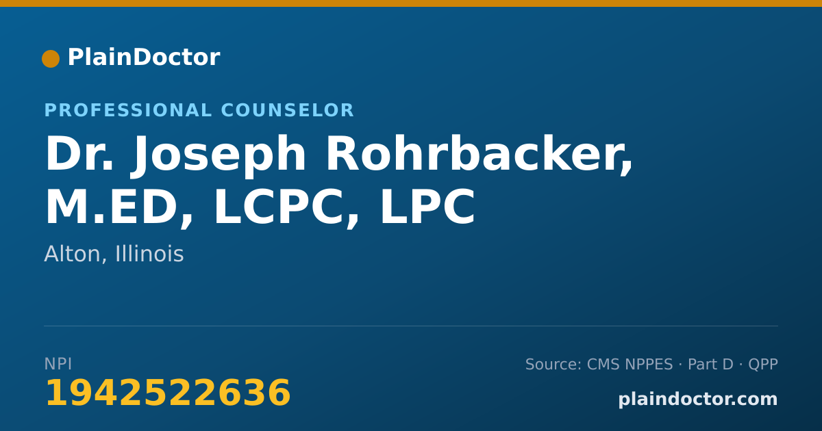 Shareable card for Joseph Rohrbacker, M.ED, LCPC, LPC - Professional Counselor, Alton, IL