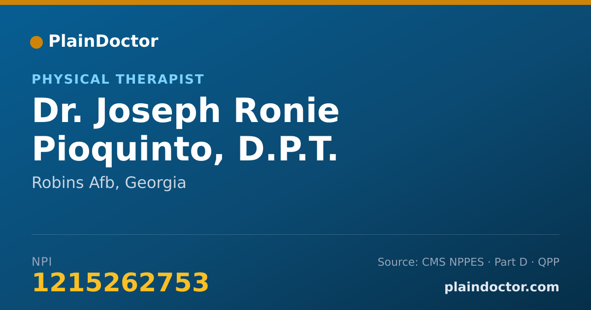 Shareable card for Joseph Ronie Pioquinto, D.P.T. - Physical Therapist, Robins Afb, GA