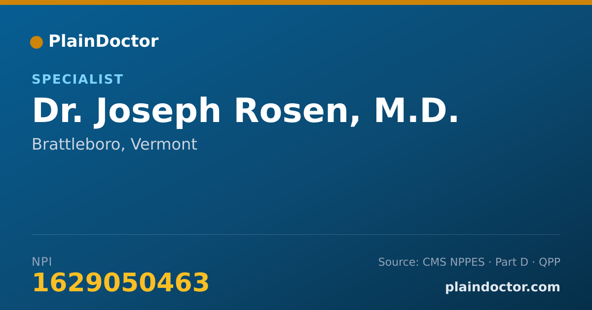 Shareable card for Joseph Rosen, M.D. - Specialist, Brattleboro, VT