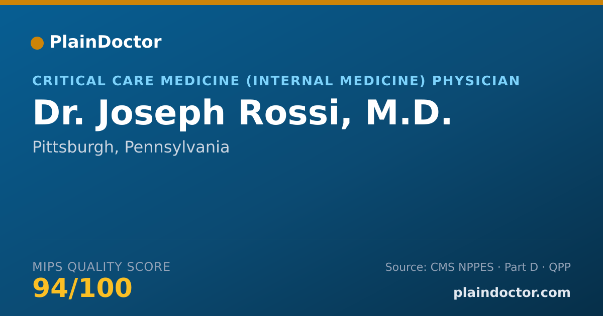 Shareable card for Joseph Rossi, M.D. - Critical Care Medicine (Internal Medicine) Physician, Pittsburgh, PA