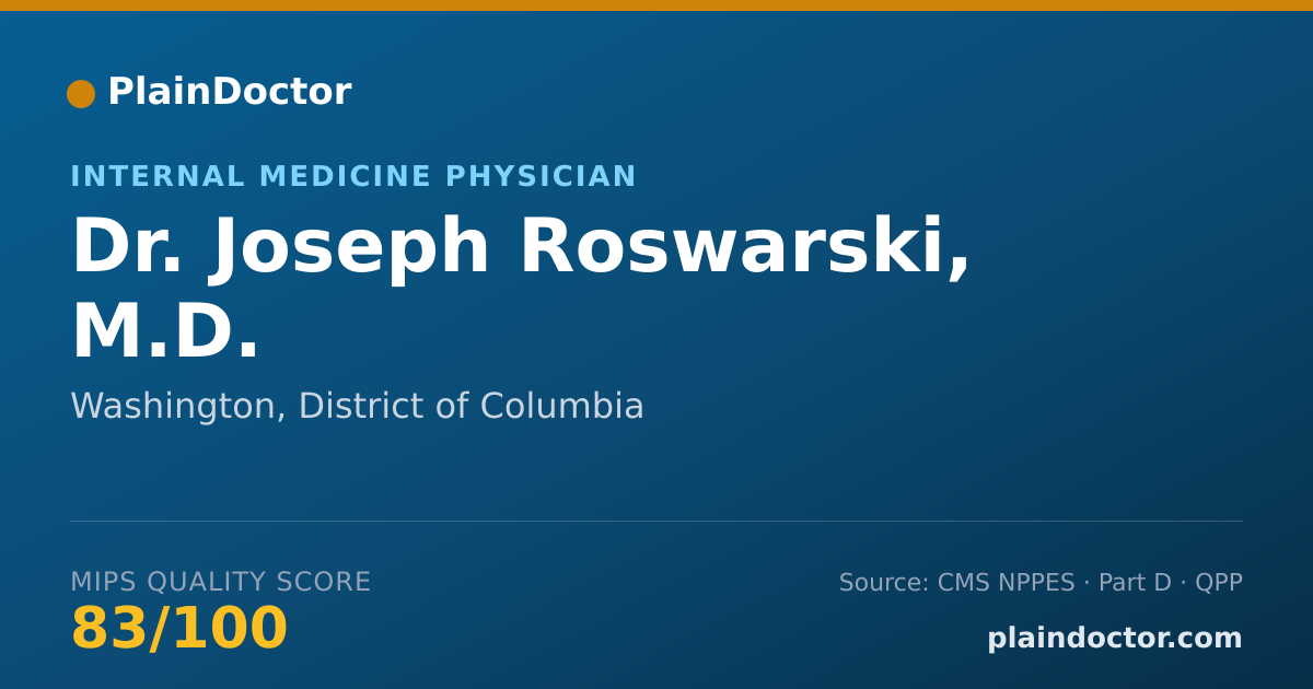 Shareable card for Joseph Roswarski, M.D. - Internal Medicine Physician, Washington, DC