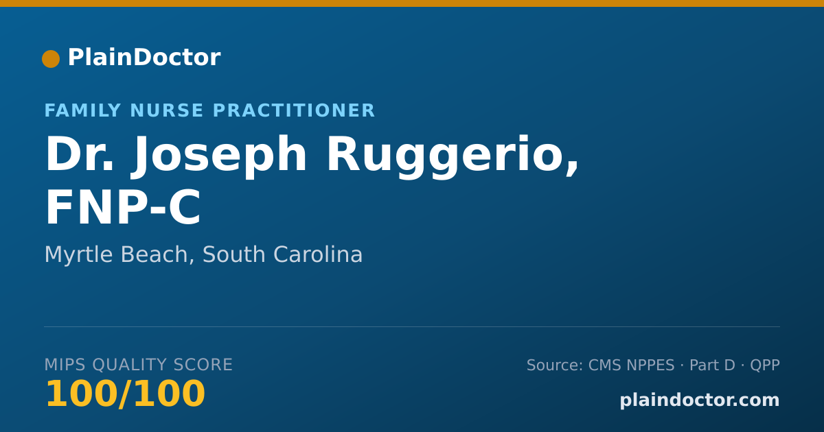 Shareable card for Joseph Ruggerio, FNP-C - Family Nurse Practitioner, Myrtle Beach, SC