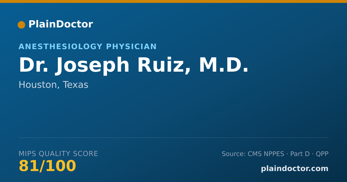 Shareable card for Joseph Ruiz, M.D. - Anesthesiology Physician, Houston, TX