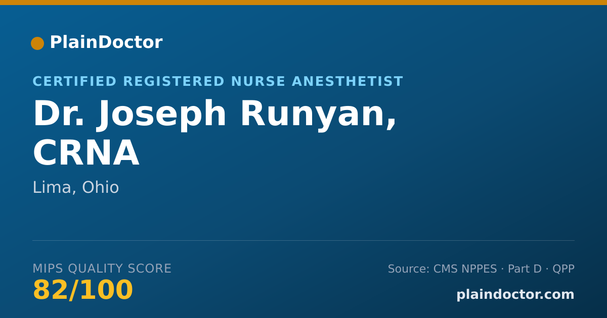 Shareable card for Joseph Runyan, CRNA - Certified Registered Nurse Anesthetist, Lima, OH
