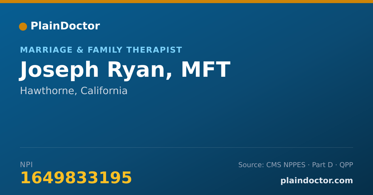 Shareable card for Joseph Ryan, MFT - Marriage & Family Therapist, Hawthorne, CA