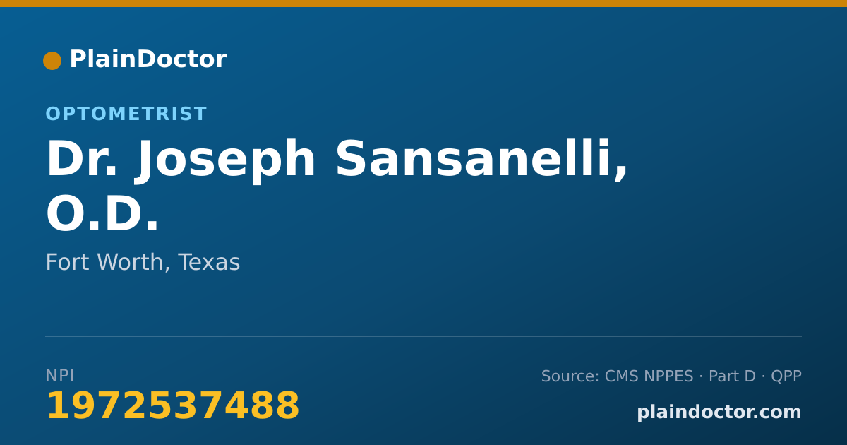 Shareable card for Joseph Sansanelli, O.D. - Optometrist, Fort Worth, TX