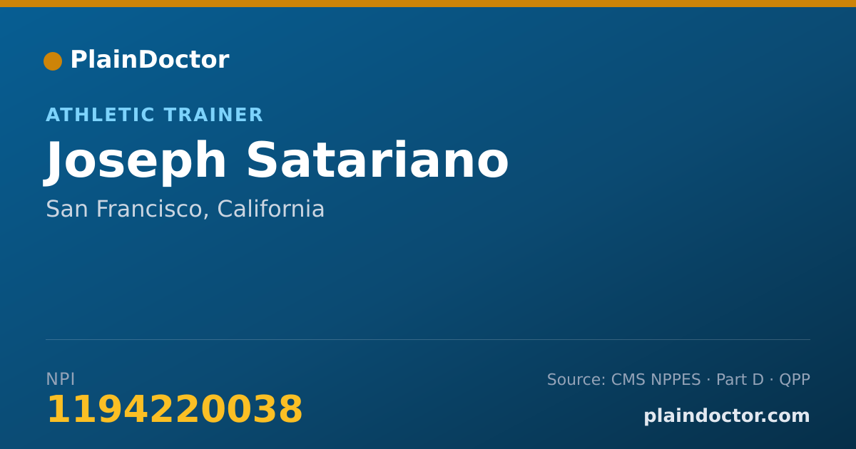 Shareable card for Joseph Satariano - Athletic Trainer, San Francisco, CA