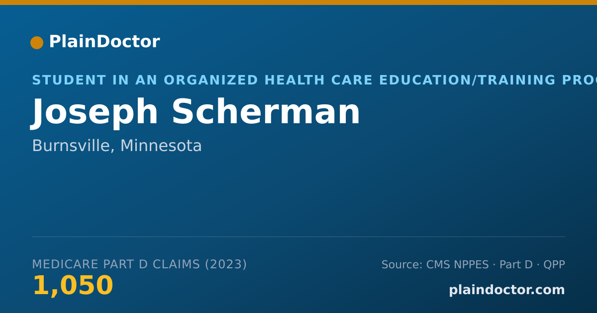 Shareable card for Joseph Scherman - Student in an Organized Health Care Education/Training Program, Burnsville, MN