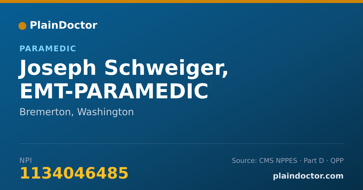 Shareable card for Joseph Schweiger, EMT-PARAMEDIC - Paramedic, Bremerton, WA