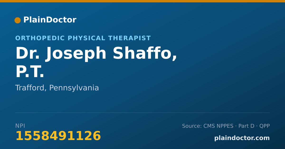 Shareable card for Joseph Shaffo, P.T. - Orthopedic Physical Therapist, Trafford, PA