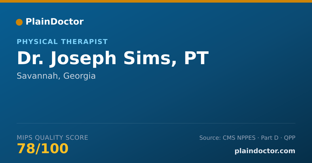 Shareable card for Joseph Sims, PT - Physical Therapist, Savannah, GA