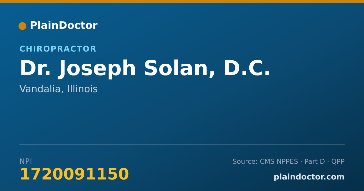 Shareable card for Joseph Solan, D.C. - Chiropractor, Vandalia, IL