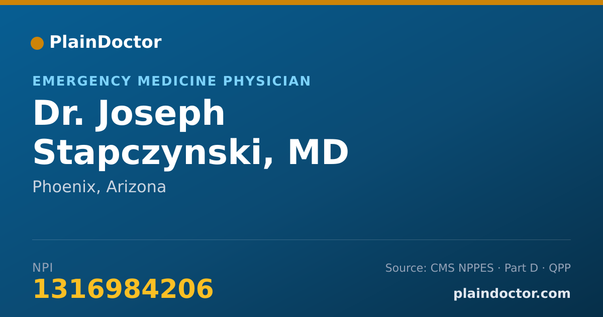 Shareable card for Joseph Stapczynski, MD - Emergency Medicine Physician, Phoenix, AZ