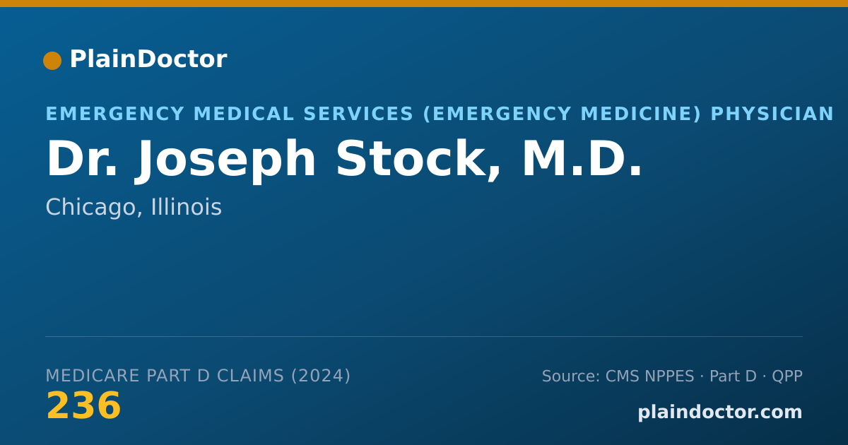 Shareable card for Joseph Stock, M.D. - Emergency Medical Services (Emergency Medicine) Physician, Chicago, IL