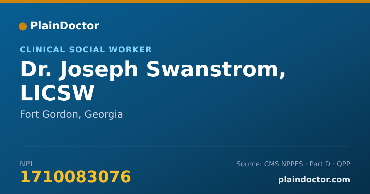 Shareable card for Joseph Swanstrom, LICSW - Clinical Social Worker, Fort Gordon, GA