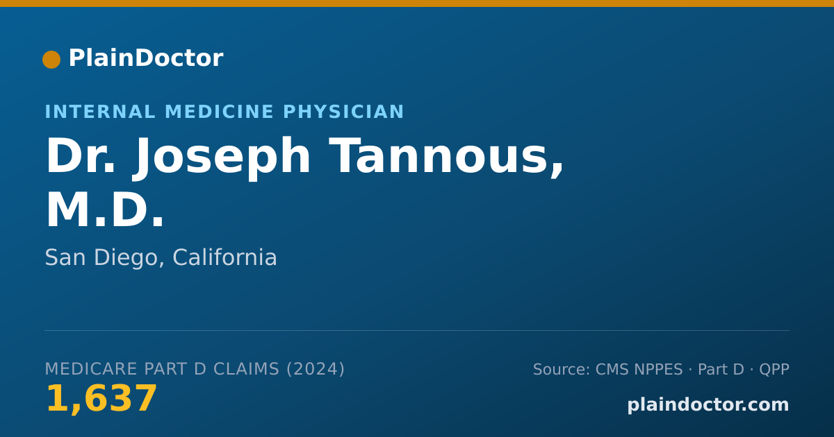 Shareable card for Joseph Tannous, M.D. - Internal Medicine Physician, San Diego, CA