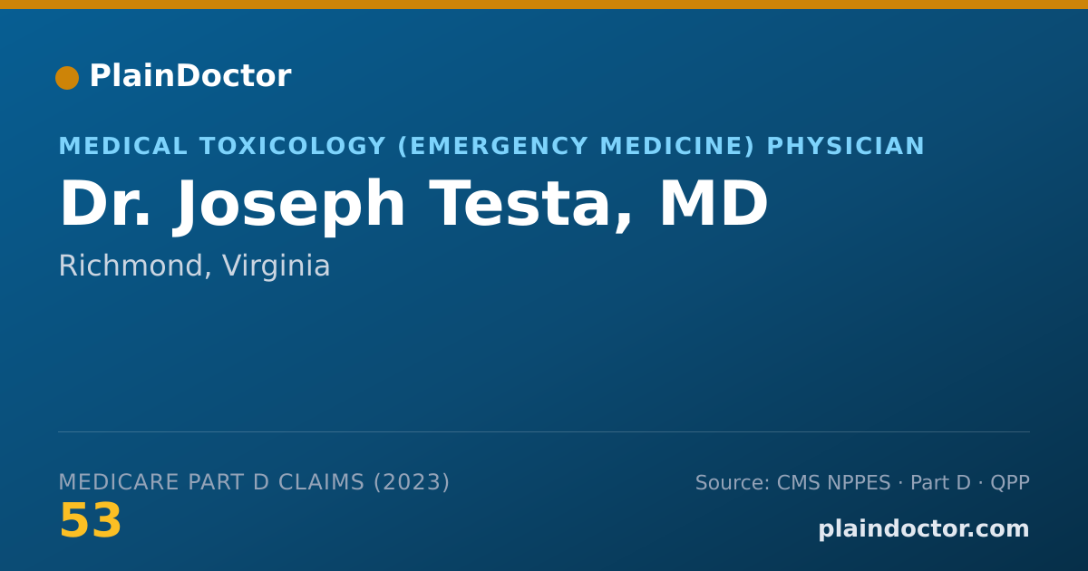 Shareable card for Joseph Testa, MD - Medical Toxicology (Emergency Medicine) Physician, Richmond, VA