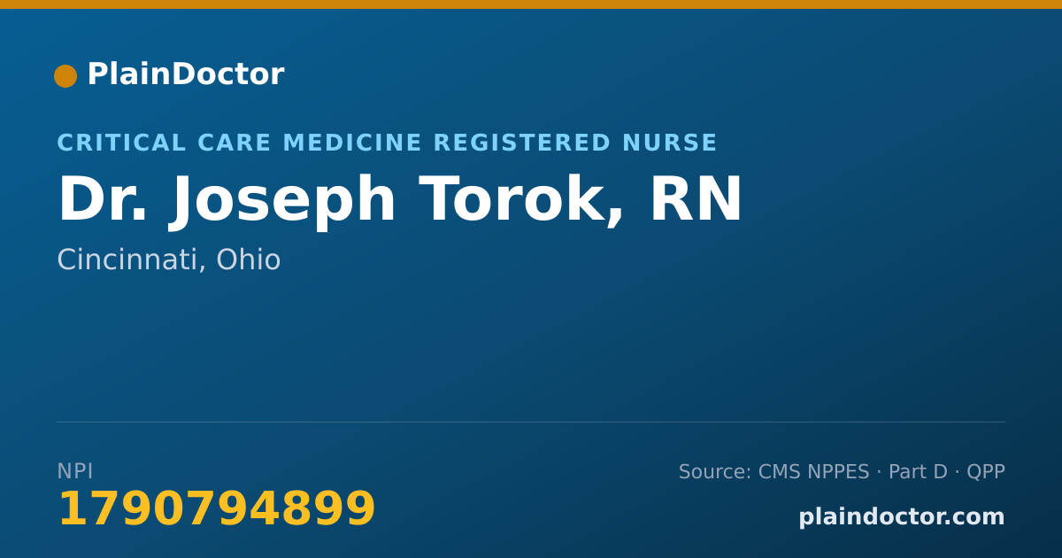 Shareable card for Joseph Torok, RN - Critical Care Medicine Registered Nurse, Cincinnati, OH