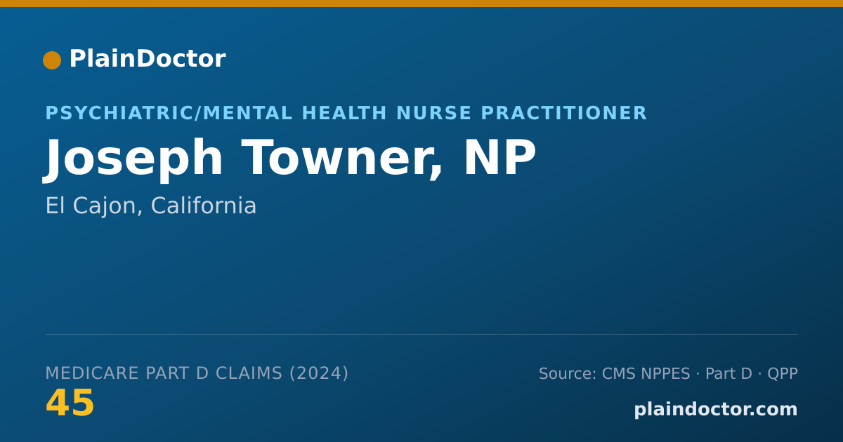 Shareable card for Joseph Towner, NP - Psychiatric/Mental Health Nurse Practitioner, El Cajon, CA