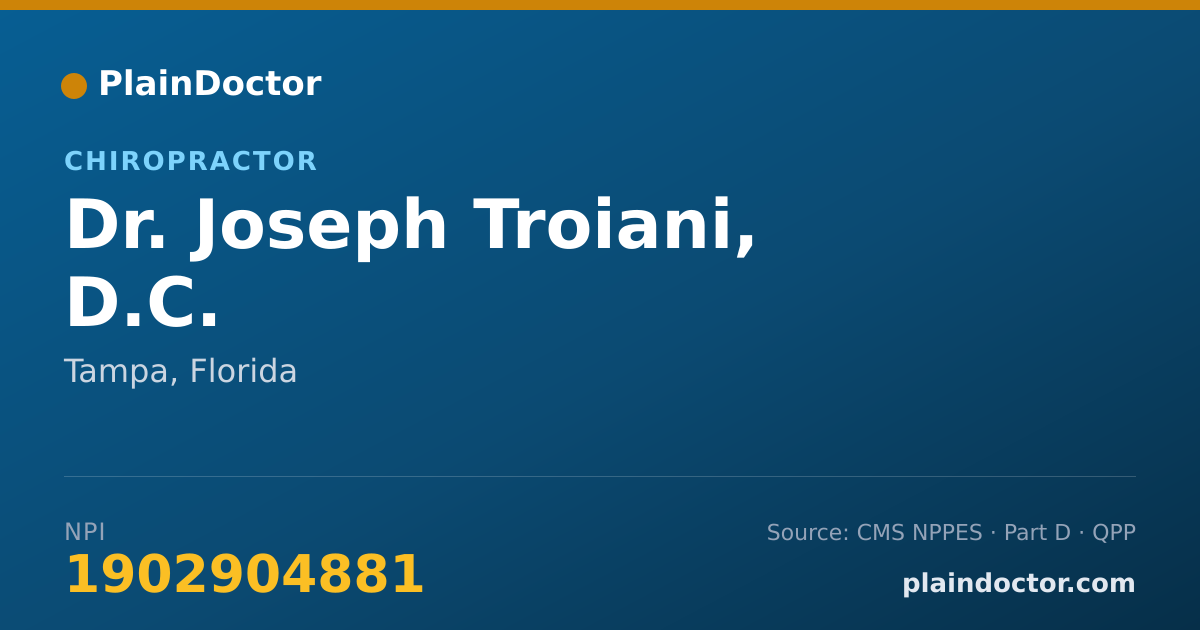 Shareable card for Joseph Troiani, D.C. - Chiropractor, Tampa, FL
