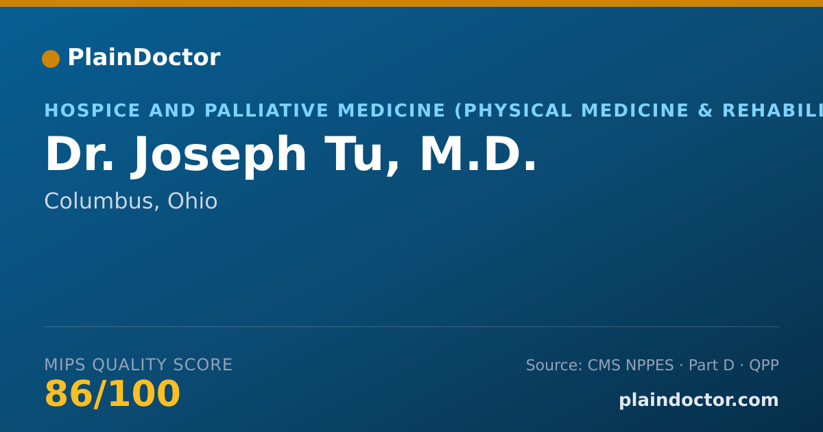 Shareable card for Joseph Tu, M.D. - Hospice and Palliative Medicine (Physical Medicine & Rehabilitation) Physician, Columbus, OH