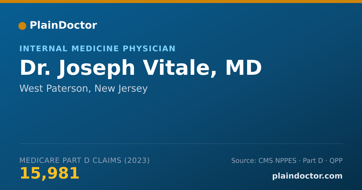 Shareable card for Joseph Vitale, MD - Internal Medicine Physician, West Paterson, NJ